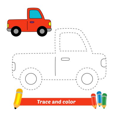 Çocuklar için iz ve renk, araba vektörü