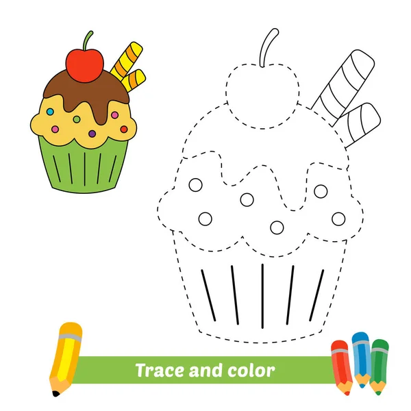 Spur Und Farbe Für Kinder Cupcake Vektor — Stockvektor