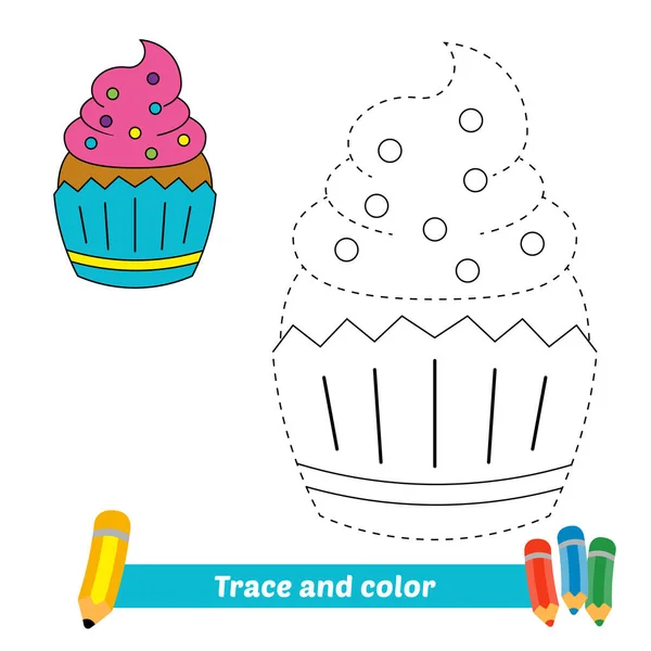Trace Color Kids Cupcake Vector — Stockvektor