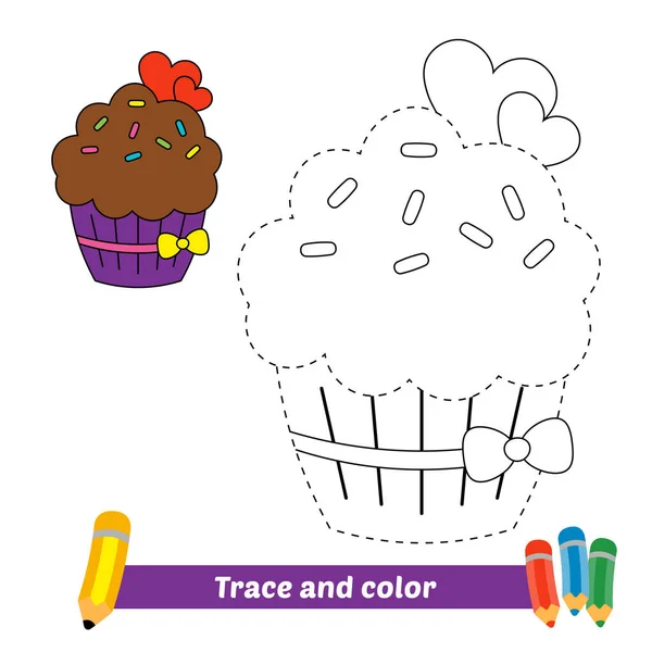 Trace Color Kids Cupcake Vector — Stockvektor