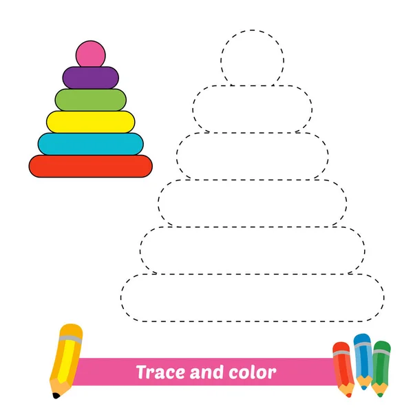 Trace Color Kids Pyramids Toy Vector — Stockvektor