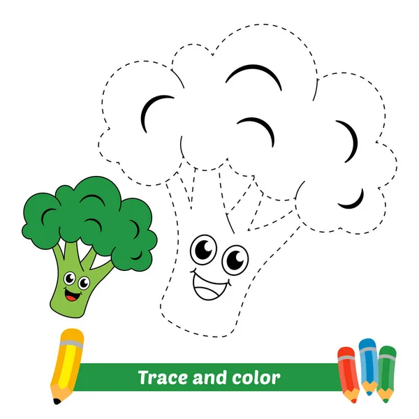 Trace Color Kids Broccoli Vector — Stockvektor