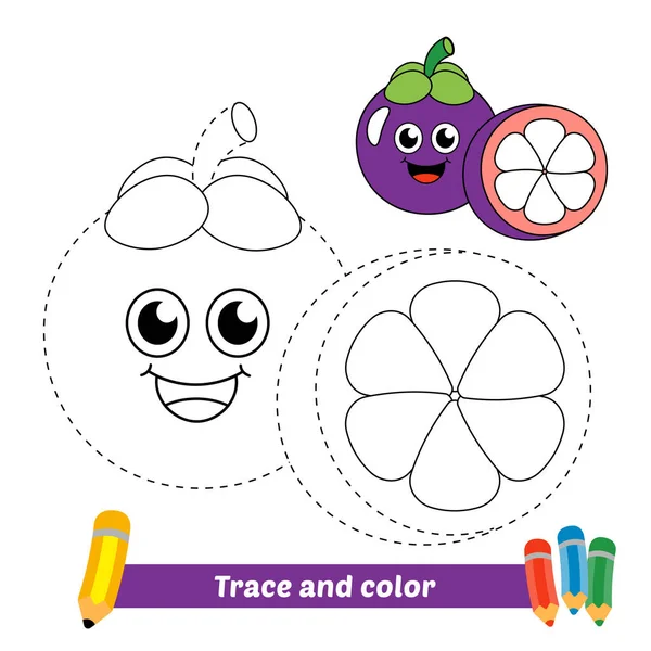 Trace Color Kids Mangosteen Vector — Stockvektor
