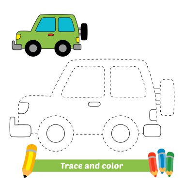Çocuklar için iz ve renk, araba vektörü