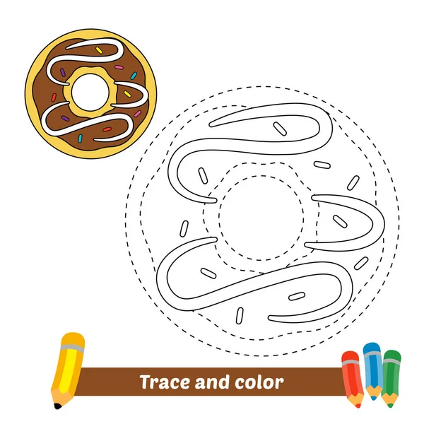Trace Color Kids Donut Vector — Stockvektor