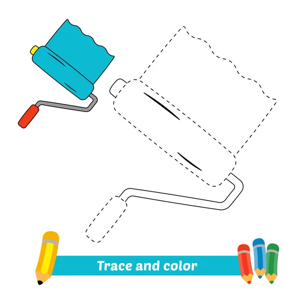 Trace Color Kids Paint Roller Vector — Stockvektor