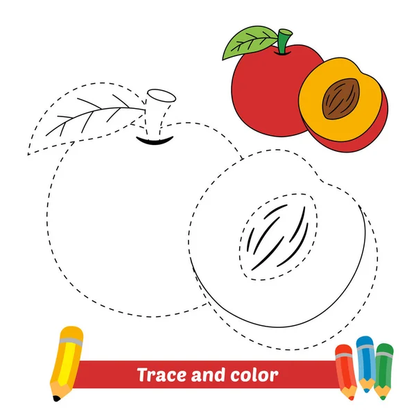 儿童的痕迹和颜色 油桃病媒 — 图库矢量图片