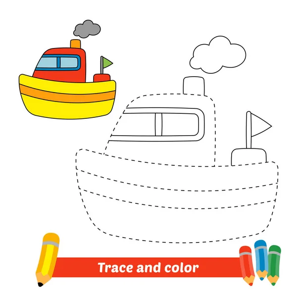 Trace Color Kids Ship Vector — Stockvektor