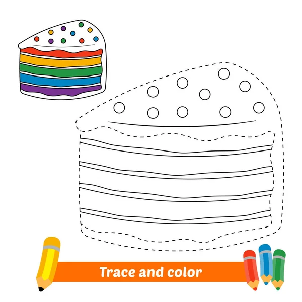 Trace Color Kids Rainbow Cake Vector — Stockvektor