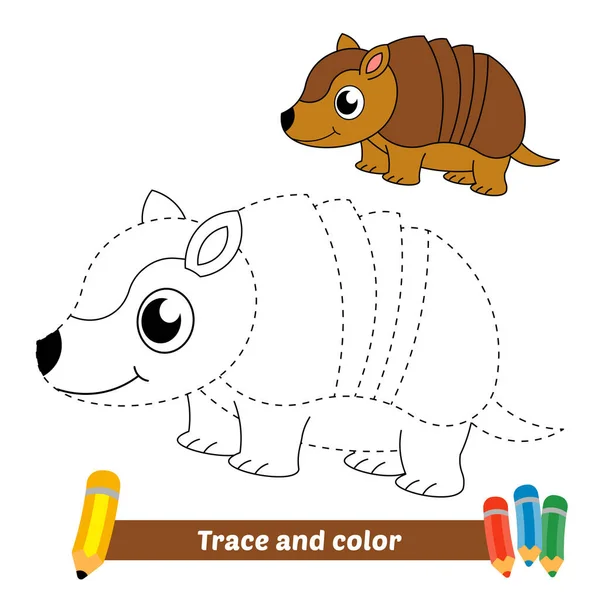 Trace Color Kids Armadillo Vector —  Vetores de Stock