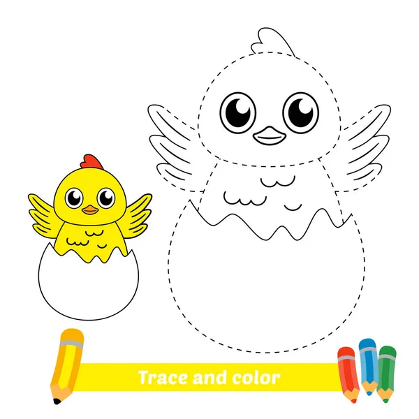 Trace Color Kids Baby Chick Vector — Stockvektor