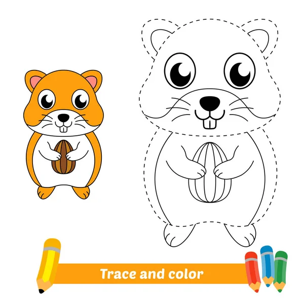 Trace Color Kids Hamster Vector — Image vectorielle