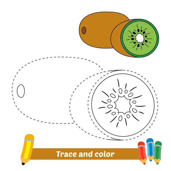 Trace Color Kids Kiwi Vector — 图库矢量图片