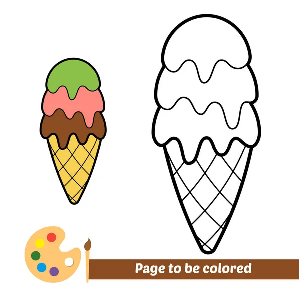 Coloring Book Kids Ice Cream Vector —  Vetores de Stock