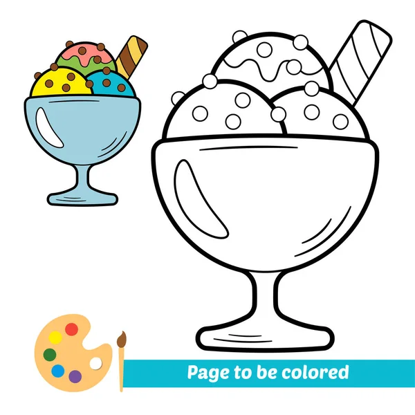 Malbuch Für Kinder Eis Glasvektor — Stockvektor