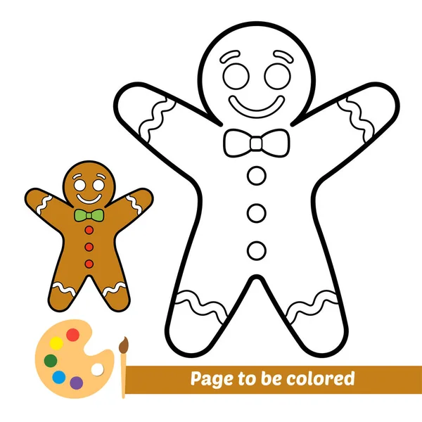 Libro Colorare Bambini Vettore Biscotto Uomo Pan Zenzero — Vettoriale Stock