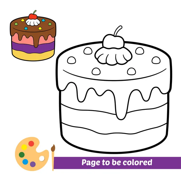 Coloring Book Kids Cake Vector — Stock Vector