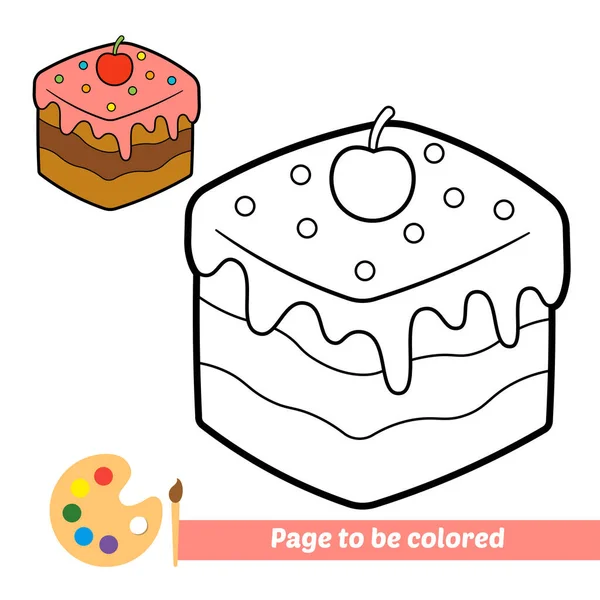 Coloring Book Kids Cake Vector — Stock Vector