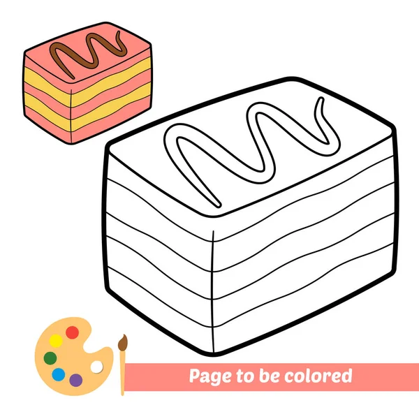 Coloring Book Kids Cake Vector —  Vetores de Stock