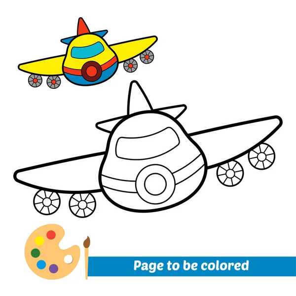 Coloring Book Kids Plane Vector — Stockvektor