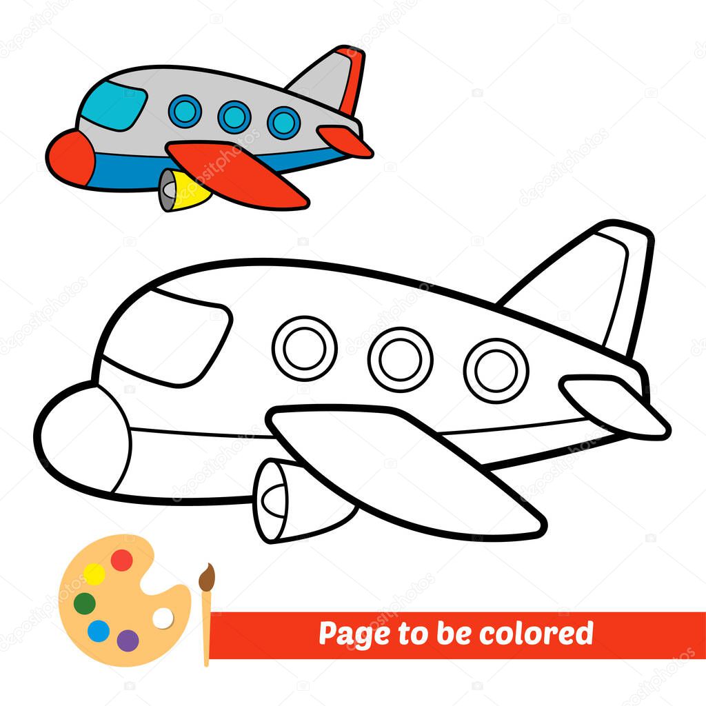 Coloring book for kids, plane vector