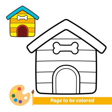 Çocuklar için boyama kitabı, köpek evi vektörü