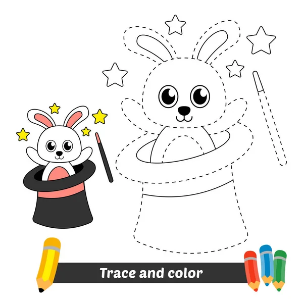 Trace Couleur Pour Les Enfants Vecteur Lapin Magique — Image vectorielle