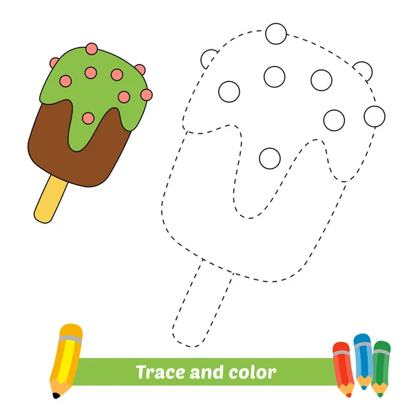 Trace Color Kids Ice Cream Vector — Stockvektor