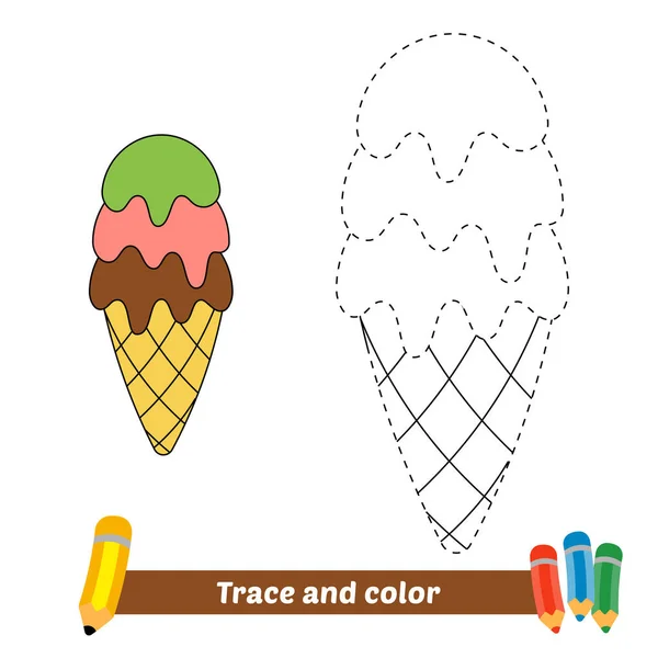 Trace Color Kids Ice Cream Vector — Stockvektor