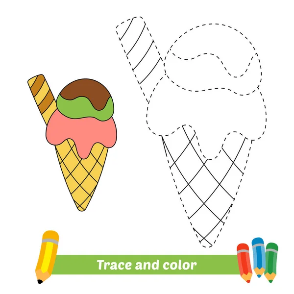 Trace Color Kids Ice Cream Vector — Stockvektor