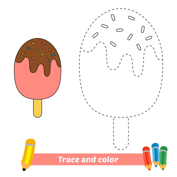 Trace Color Kids Ice Cream Vector — Stockvektor