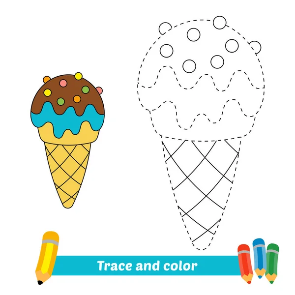 Trace Color Kids Ice Cream Vector — Stockvektor