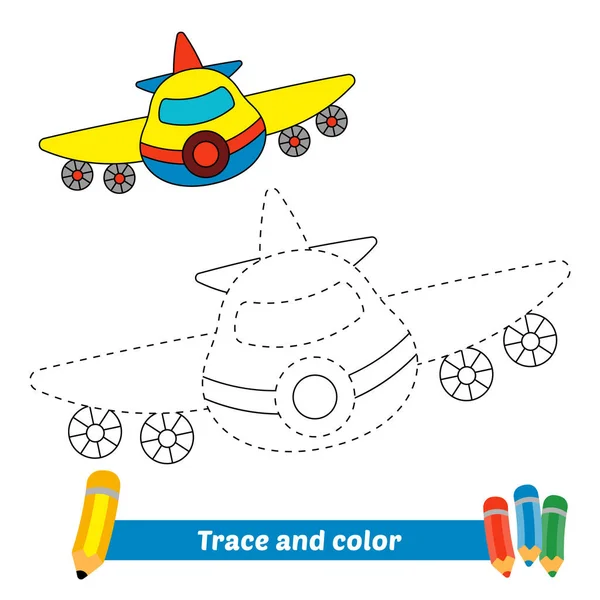 Trace Color Kids Plane Vector — Stockvektor