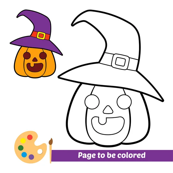 Coloring Book Kids Halloween Pumpkin Vector — Stock Vector