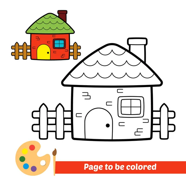 Livre Colorier Pour Enfants Vecteur Maison — Image vectorielle