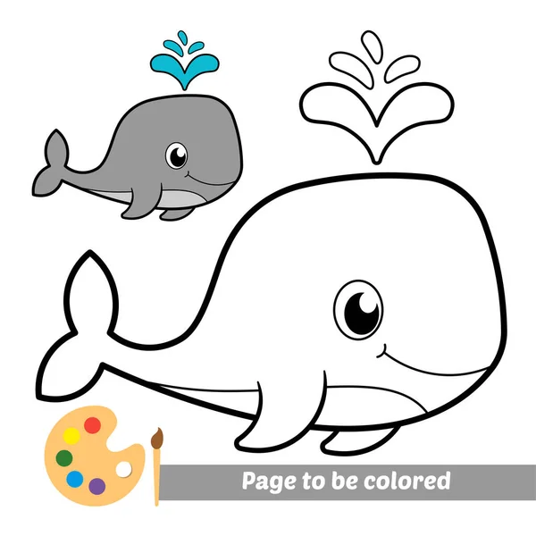 Coloring Book Kids Whale Vector — Stock Vector