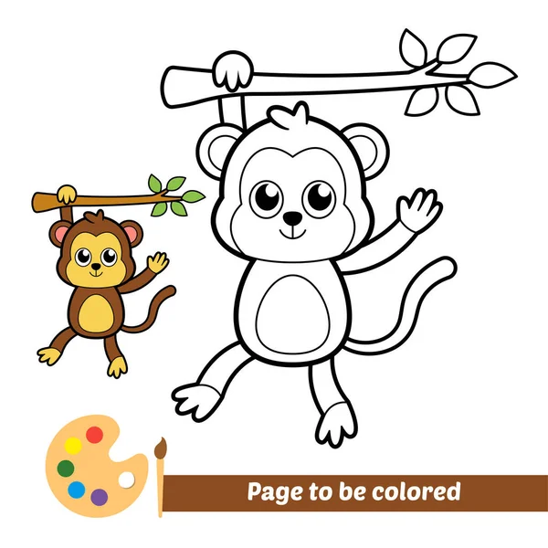 Kolorowanka Dla Dzieci Wektor Małpy — Wektor stockowy