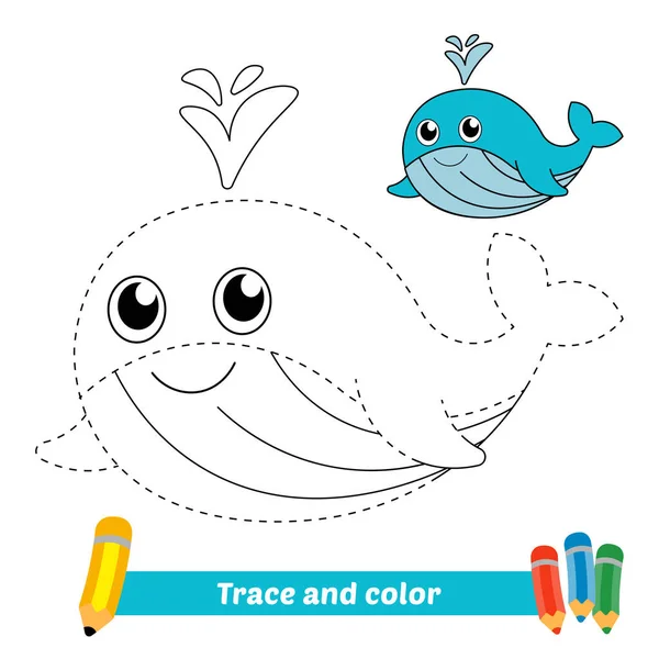 Stopa Barva Pro Děti Velrybí Vektor — Stockový vektor