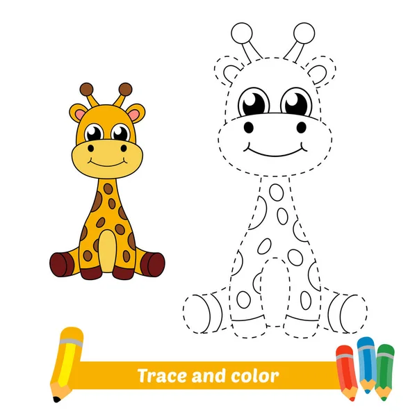 Trazo Color Para Niños Vector Jirafa — Archivo Imágenes Vectoriales