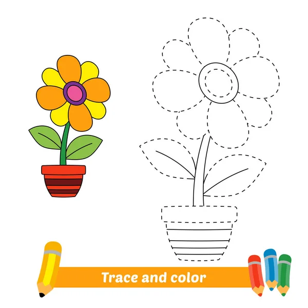Sporen Kleur Voor Kinderen Bloem Vector — Stockvector