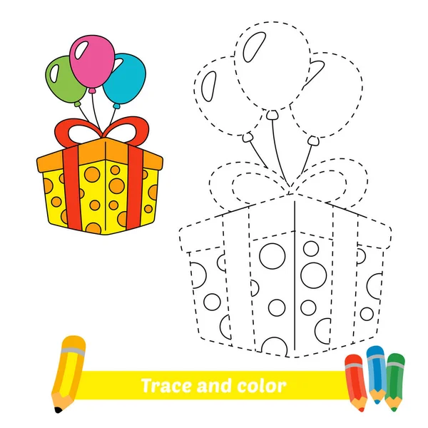 Ślad Kolor Dla Dzieci Pudełko Wektorem Balonów — Wektor stockowy
