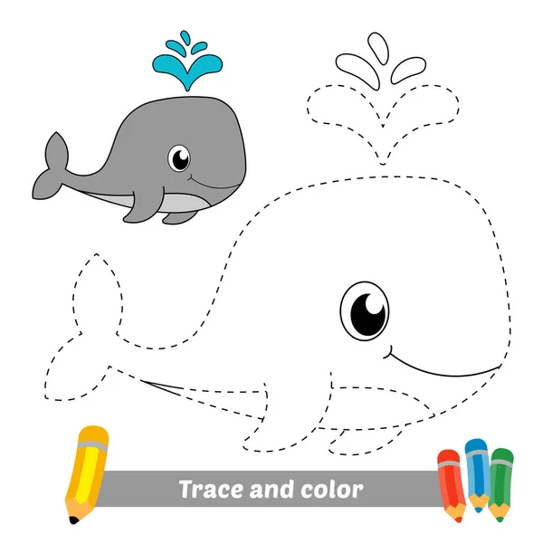 Trace Color Kids Whale Vector —  Vetores de Stock