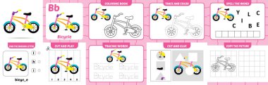 Bisiklet vektörü olan çocuklar için çalışma kağıtları