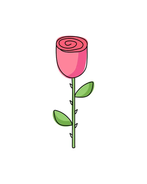 Handgezeichnete Rose Isoliert Auf Weißem Hintergrund Vektorillustration — Stockvektor