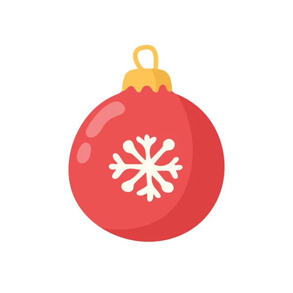 Palla Albero Natale Rosso Isolato Sfondo Bianco Illustrazione Vettoriale — Vettoriale Stock