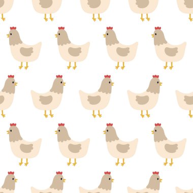Tavukla kusursuz desen. Vektör illüstrasyonu