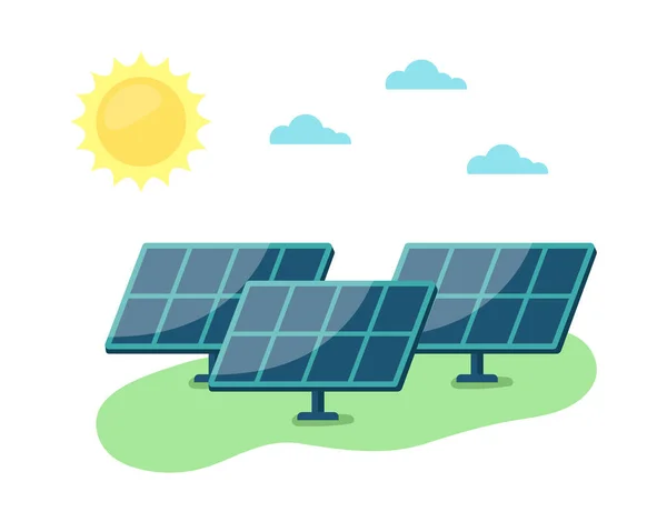 Solar Panels Green Energy Ecology Concept Vector Illustration — Stock Vector