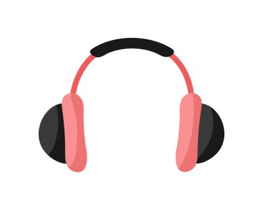 Kulaklık simgesi beyaz arkaplanda izole edildi. Vektör illüstrasyonu