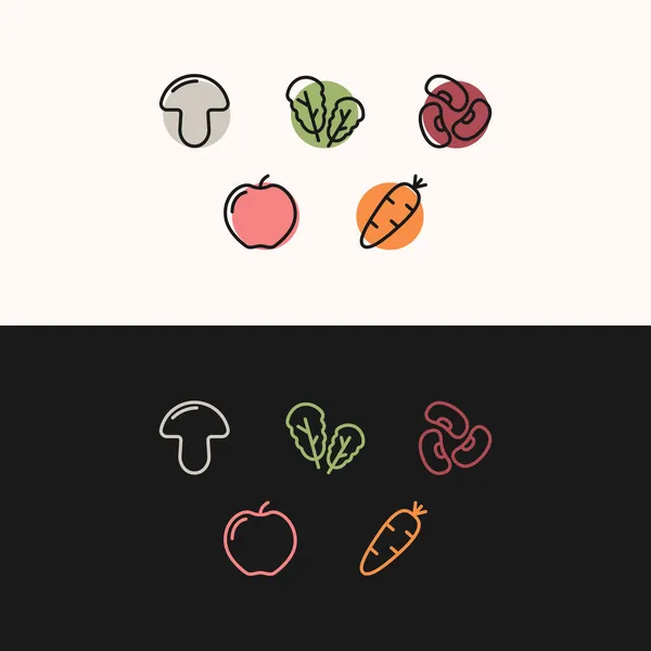 Conjunto Iconos Línea Comida Ilustración Vectorial — Vector de stock