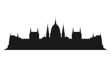 Budapeşte parlamentosu silueti. Vektör illüstrasyonu